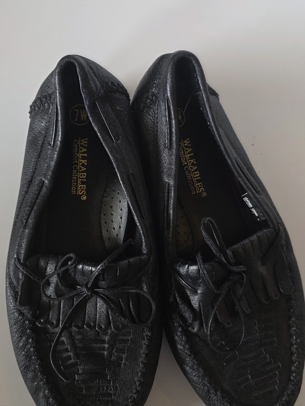 Walkables Comfort Collection Black Leather Kiltie Moccasin Loafers 7 Wide